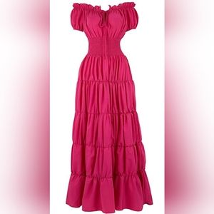 Renaissance Medieval Costume Women Dress Fucshia Size Tall